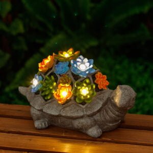 Turtle with glowing flowers on its back