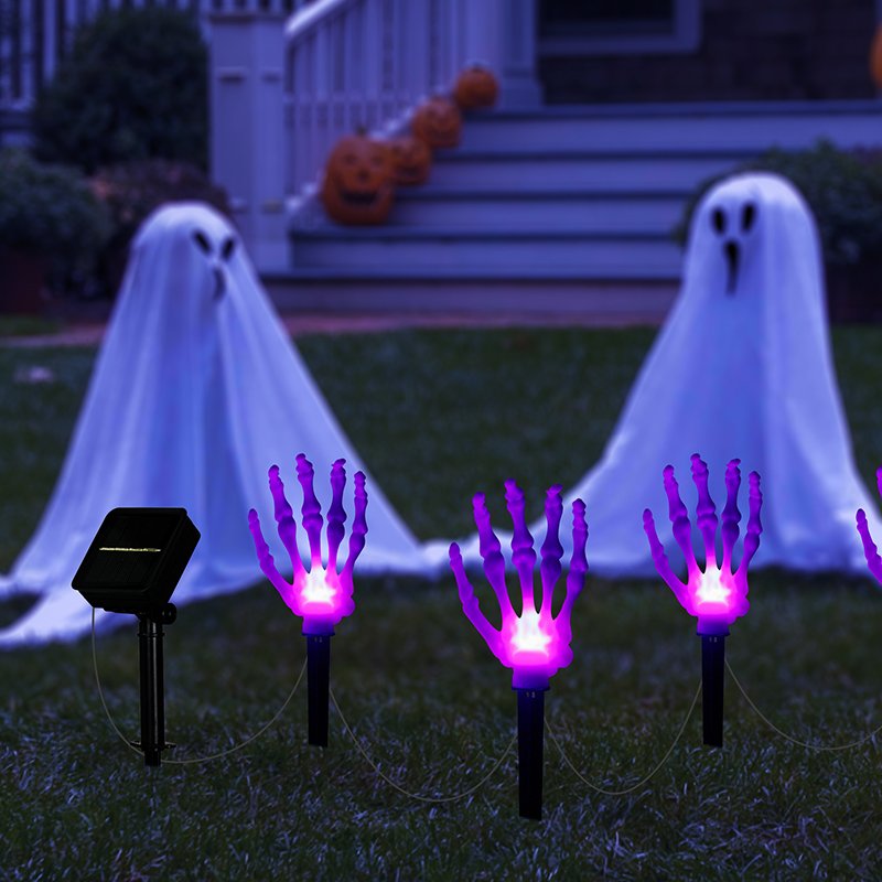 Halloween outdoor yard decorative skeleton hand lights