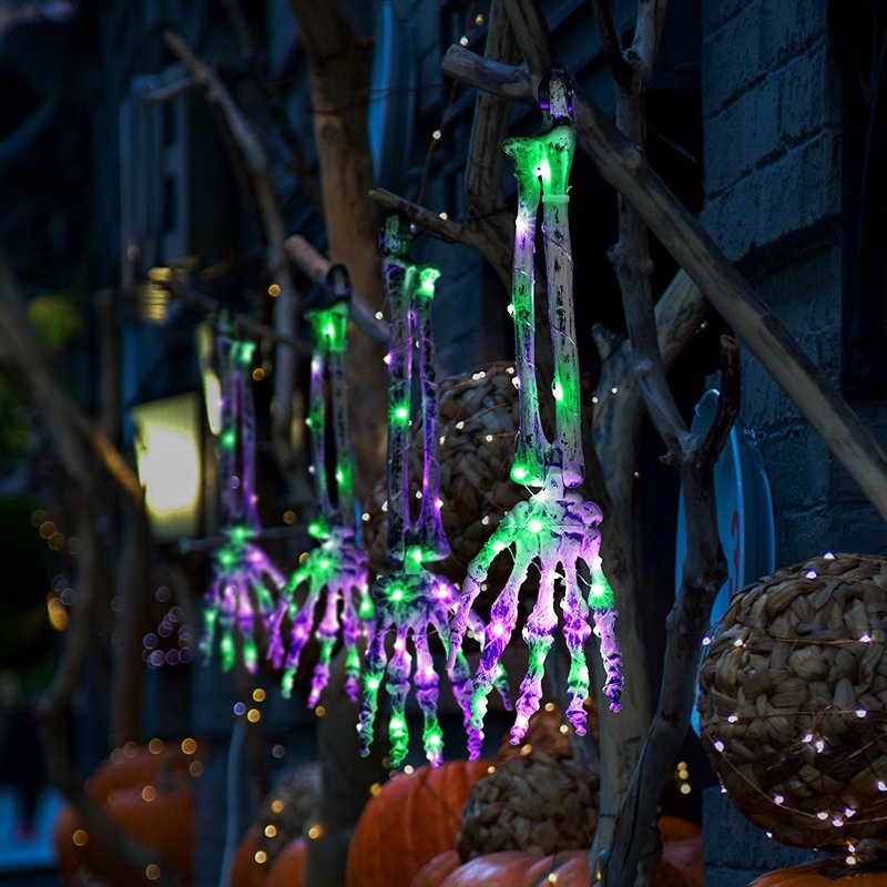 Halloween skeleton hand string lights