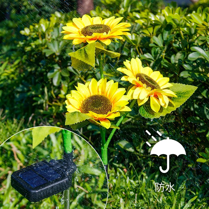 Solar-powered garden sunflower light