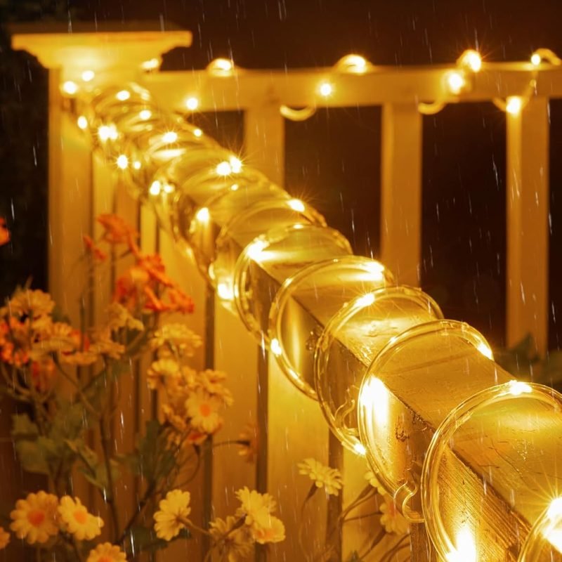 Solar-powered tubing copper wire string lights